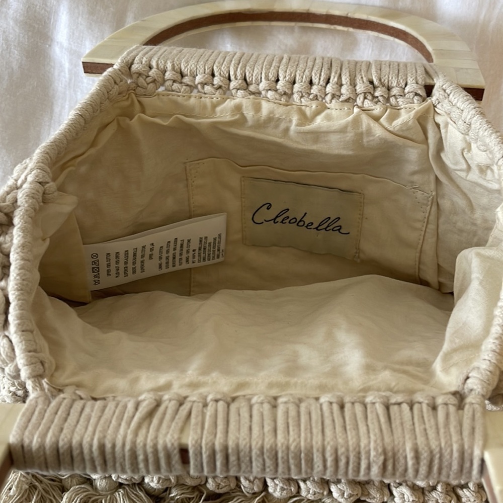 Cleobella Macrame Canvas Fringe Handle Bag - image 8